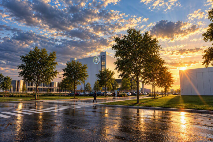 Rendering of Bayer's new pharmaceutical manufacturing site in New Albany, Ohio